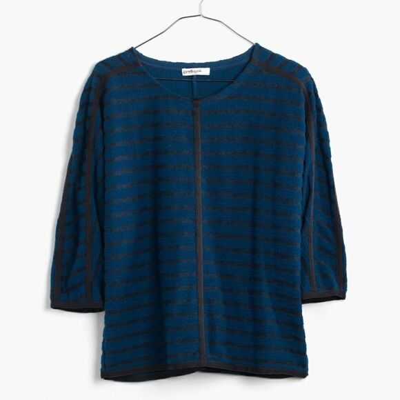 Madewell Striped Back Zip Pullover Sweater in Blue Size  Extra Small - Picture 1 of 8